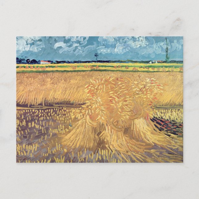 Postal Vincent van Gogh | Wheatfield with Sheaves, 1888 (Anverso)
