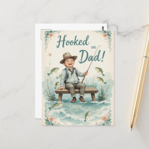 Postal Vinculado con el saludo del Día del Padre que pesc