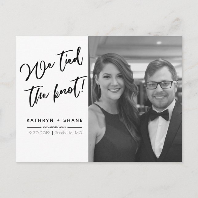 Postal Vinculamos La Foto Del Boda De Knot Script (Anverso)