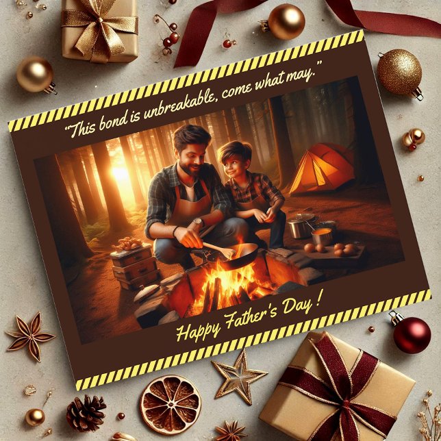 Postal Vínculo entre padre e hijo Foto de cita del Día de (Dad Son Bonding Father's Day Quote Photo Camping Postcard)