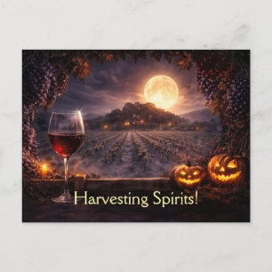 Postal Viñedo Bodega de Vino de Halloween Divertido