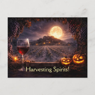 Postal Viñedo Bodega de Vino de Halloween Divertido
