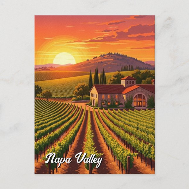 Postal Viñedo Bodega del Valle de Napa California (Anverso)