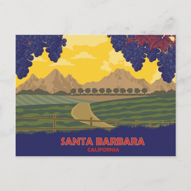 Postal Viñedo en Santa Bárbara, California (Anverso)