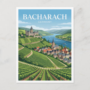 Postal Viñedos del Valle del Rin Bacharach Alemania Recue