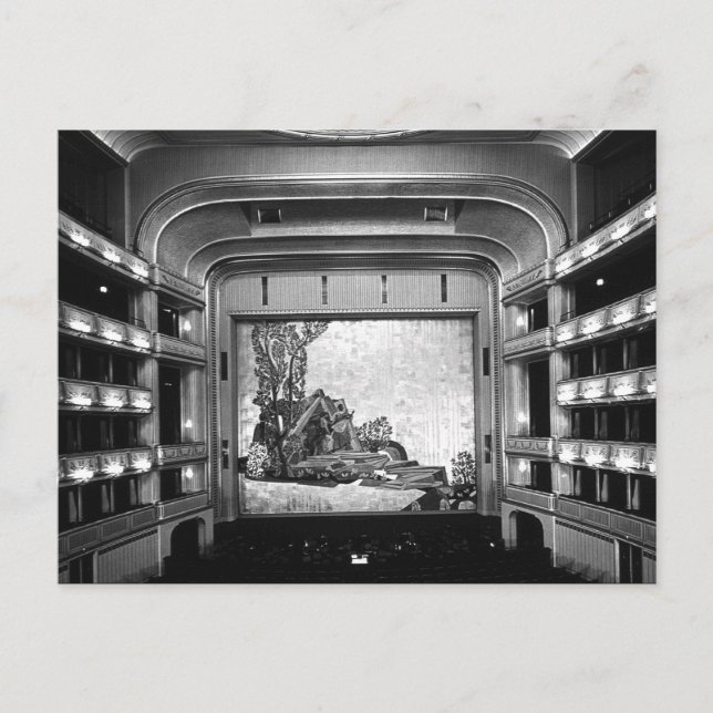 Postal Viñeta Austria Viena Staatsoper ópera interior (Anverso)