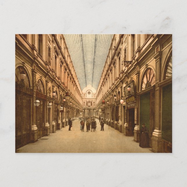 Postal Viñeta Bruselas Bélgica Galería de St. Hubert (Anverso)
