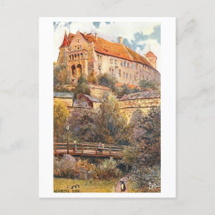 Postal Viñeta Burg (Castle Hill) en Nuremberg, Alemania