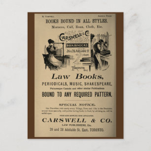 Postal Viñeta Carswell Toronto Print Bindery Mujer