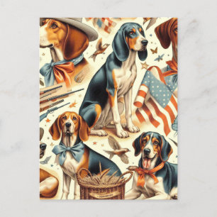 Postal Viñeta Coonhound Perro sin soldadura