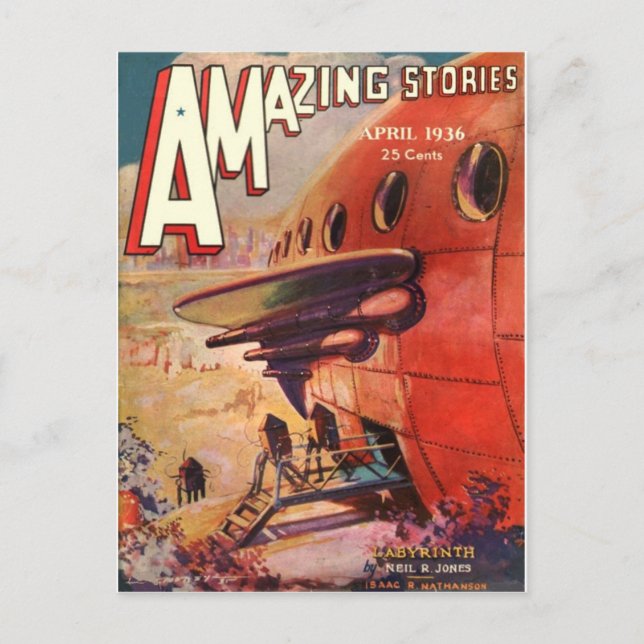 Postal Viñeta de arte Robot World 1936 (Anverso)