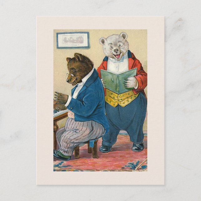 Postal Viñeta de "Bears Making Music" (Anverso)