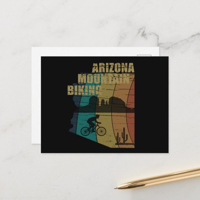 Postal Viñeta de ciclismo de montaña de Arizona (Anverso/Reverso In Situ)