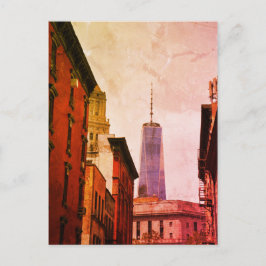 Postal Viñeta de color de la ciudad de Nueva York
