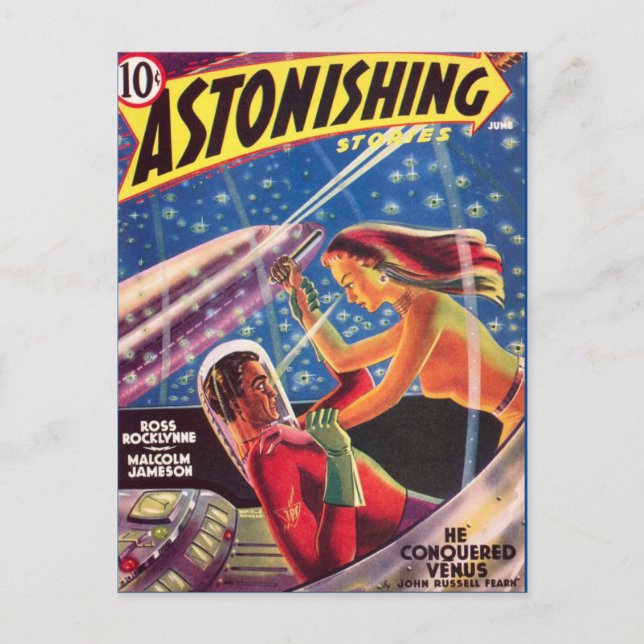 Postal Viñeta de libros de ciencia ficción arte Amor espa (Anverso)