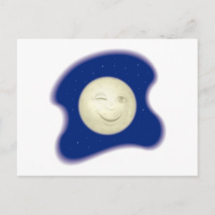 Postal Viñeta de luna llena de guiño