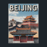 Postal Viñeta de Pekín<br><div class="desc">Una descripción cautivadora y nostálgica de Pekín, China, famosa por su rica historia y sus emblemáticos monumentos. El diseño captura la grandeza de la Ciudad Prohibida, el impresionante Templo del Cielo y las antiguas murallas de la ciudad, situadas en un entorno de calles bulliciosas y arquitectura tradicional. La obra de...</div>