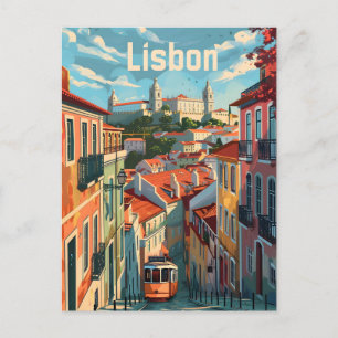 Postal Viñeta de tranvía de Lisboa