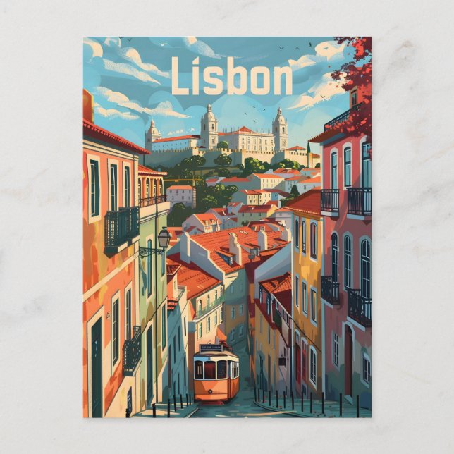 Postal Viñeta de tranvía de Lisboa (Anverso)