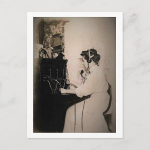 Postal Viñeta del operador de centralita telefónica