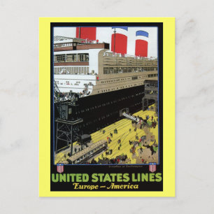 Postal Viñeta Estados Unidos Líneas Europa América