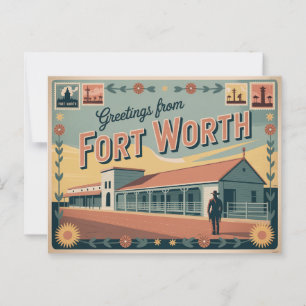 Postal Viñeta Fort Worth Postcard   Saludos