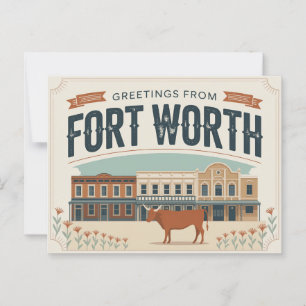 Postal Viñeta Fort Worth Postcard   Saludos