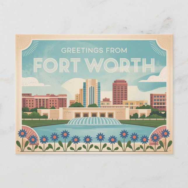 Postal Viñeta Fort Worth Postcard | Saludos (Anverso)