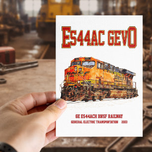 Postal Viñeta GE ES44AC GEVO Diesel Locomotora