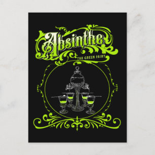 Postal Viñeta Ilustrada Absinthe Set