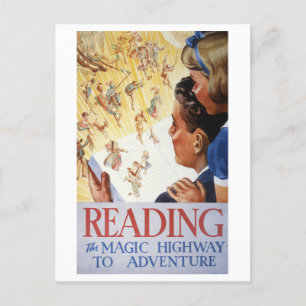 Postal Viñeta "Leer: La Autopista Mágica de la aventura"