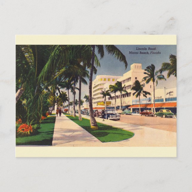 Postal Viñeta Lincoln Road Miami Beach Florida Postcard (Anverso)