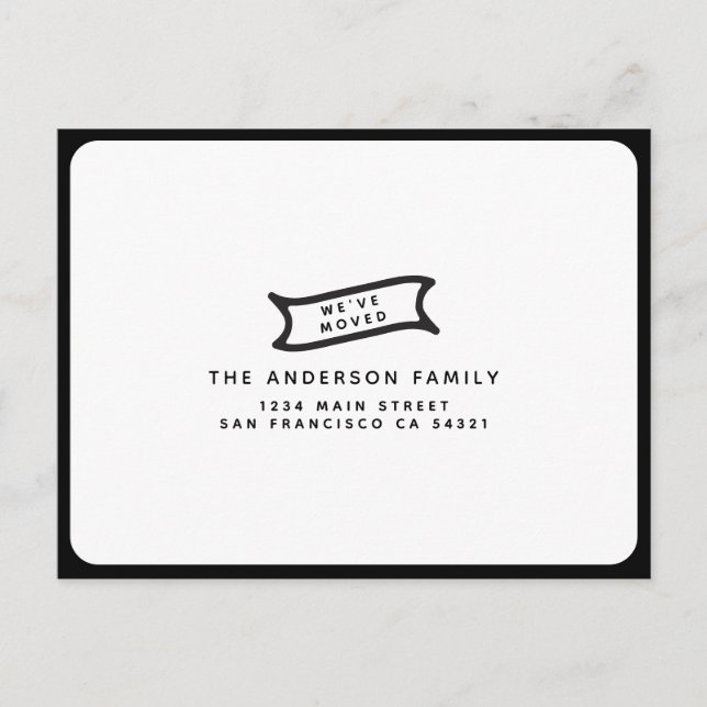 Postal Viñeta moderna simple Hemos movido nueva dirección (Anverso)