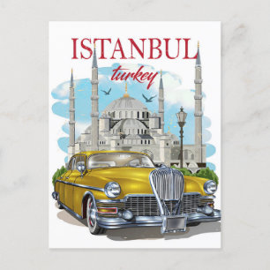 Postal Viñeta Torre de Estambul Turca acuarela de viaje