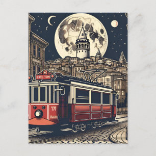 Postal Viñeta Torre de Estambul Turca acuarela de viaje