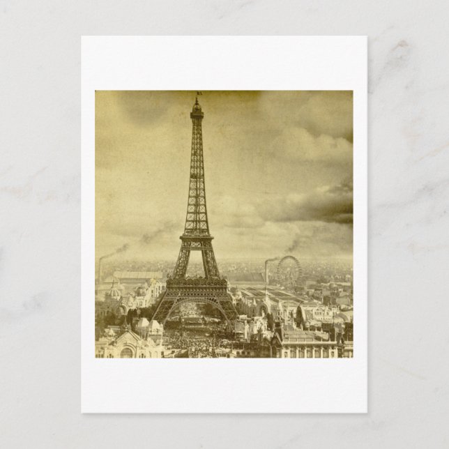 Postal Viñeta Torre Eifel París Francia 1889 (Anverso)