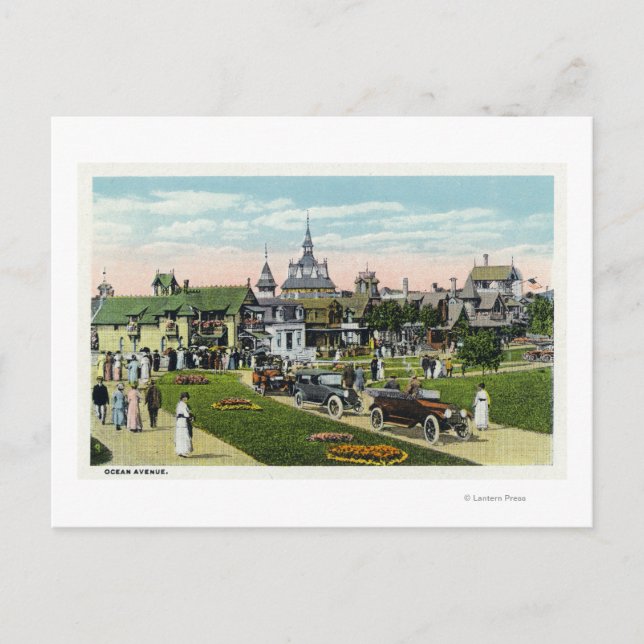 Postal Viñetería de Martha, vista de la avenida Ocean (Anverso)