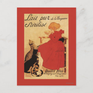Postal Vingeanne Milk Chica con gatos
