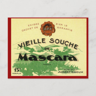Postal Vino argelino vintage, Mascara Vieille Souche