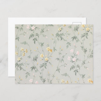 Postal Vino, con flores en amarillo y rosa