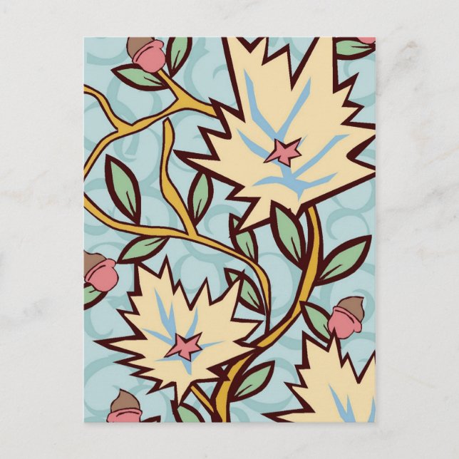 Postal Vino de flores Art Nouveau (Anverso)