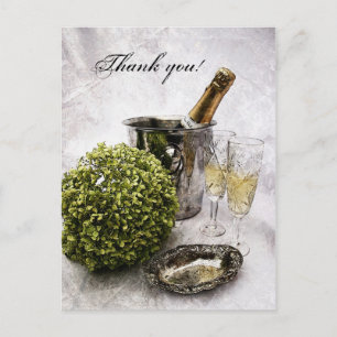 Postal Vino espumoso y goblets de cristal - gracias!