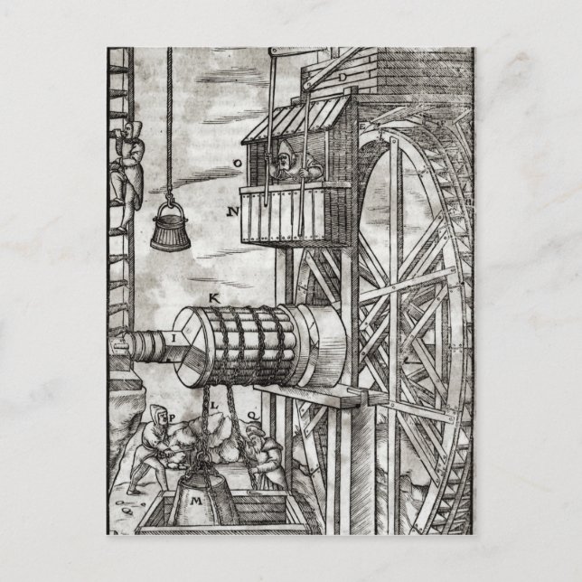 Postal Vino para obtener agua de una mina (Anverso)