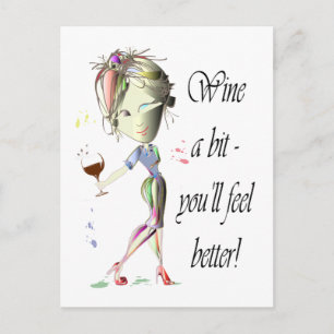 Postal ¡Vino un poco, te sentirás mejor! Graciosos regalo