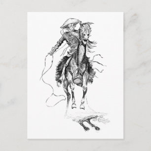 Postal Vino vintage y Ilustracion de caballos