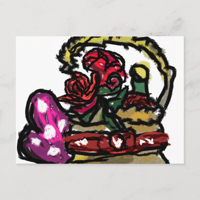 Postal Vino y valentina rosa (Anverso)