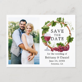 Postal Vinos de uva acuarela Wreath Photo Save the Date