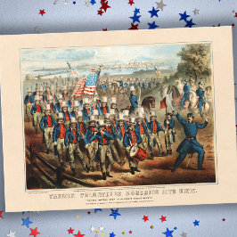 Postal Vintage 1862 Yankee Volunteers marcha en Dixie