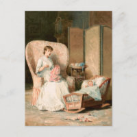 Vintage 1888 Madre e hijo durmiente, restaurado