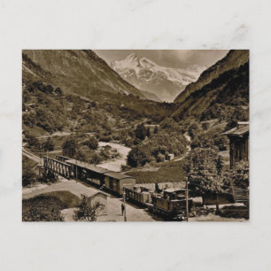 Postal Vintage, 1890, Ferrocarril en Grindelwald